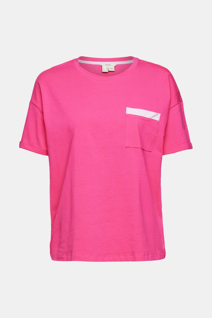 T-Shirt mit Brusttasche, PINK FUCHSIA, overview