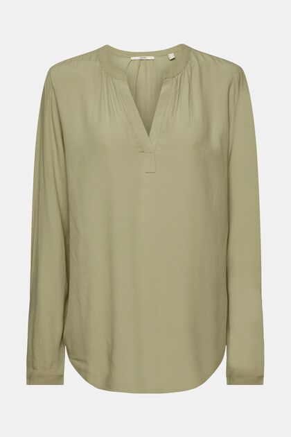 Bluse mit V-Ausschnitt aus LENZING™- und ECOVERO™-Viskose