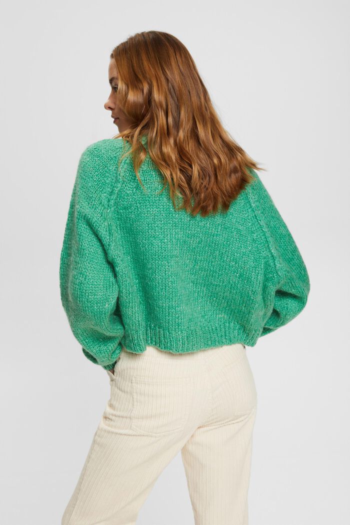 Cropped-Cardigan aus Wollmix, LIGHT GREEN, detail image number 3