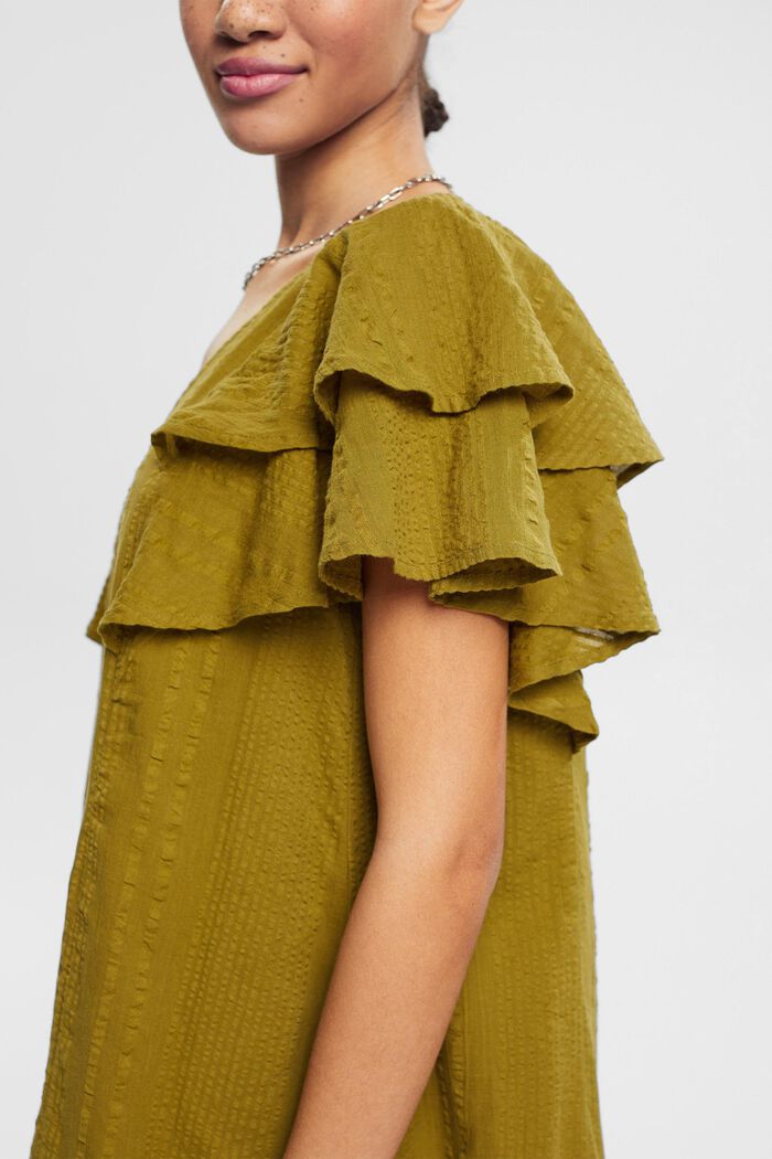 Kleid aus strukturierter Baumwolle, OLIVE, detail image number 3