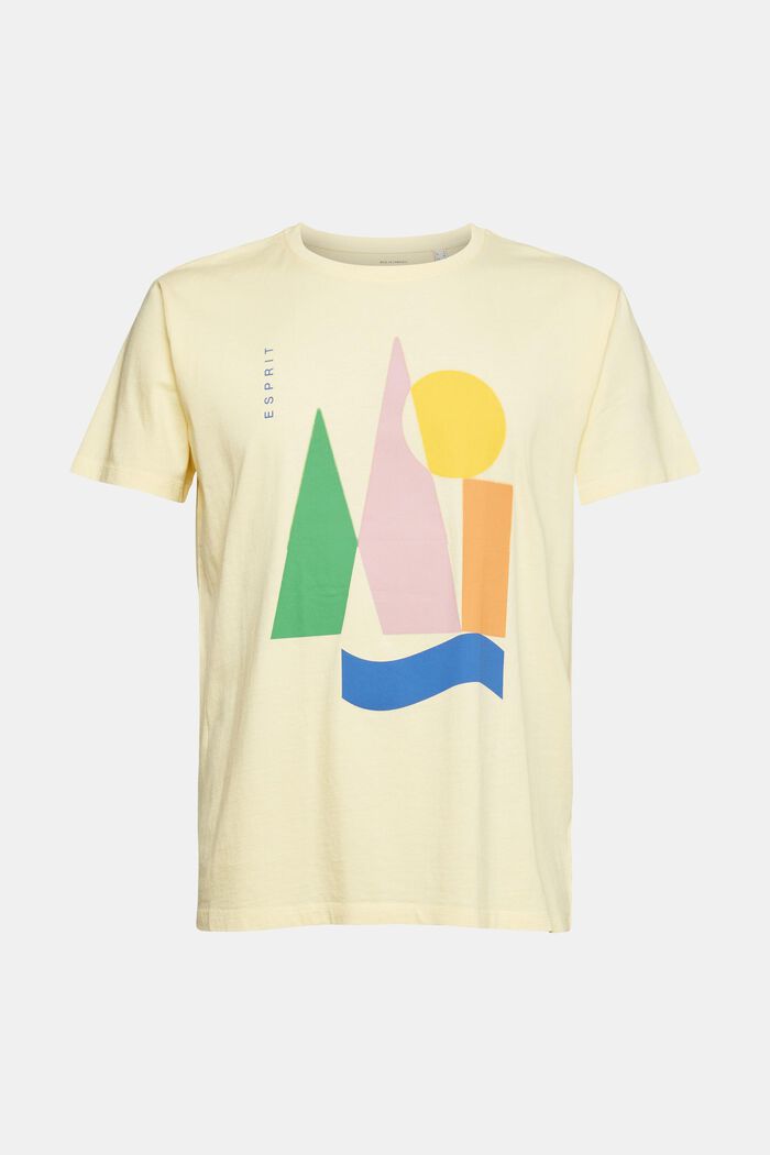 Jersey-T-Shirt mit Print, PASTEL YELLOW, overview
