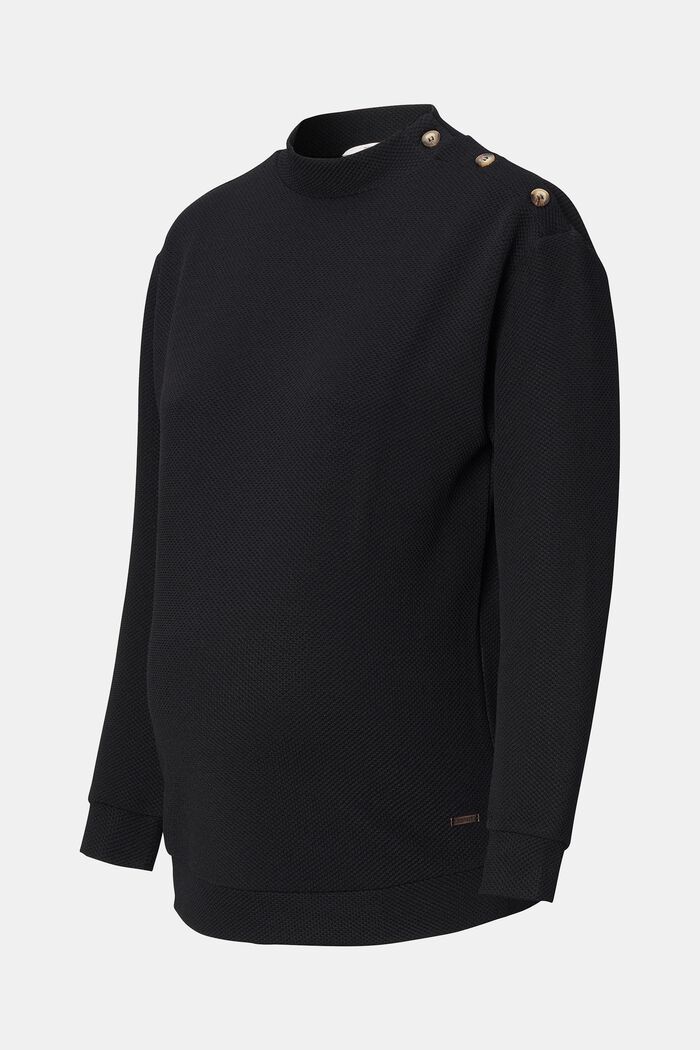 Recycelt: Strukturiertes Jerseyshirt, BLACK, detail image number 4