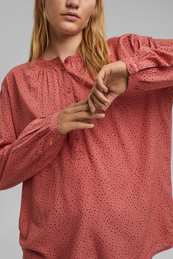 Henley-Bluse mit Print, LENZING™ ECOVERO™, CORAL, detail image number 2
