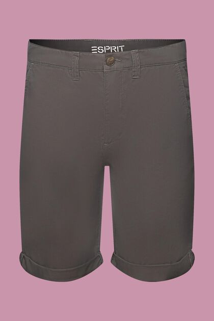 Shorts im Chino-Style aus nachhaltiger Baumwolle, DARK GREY, overview