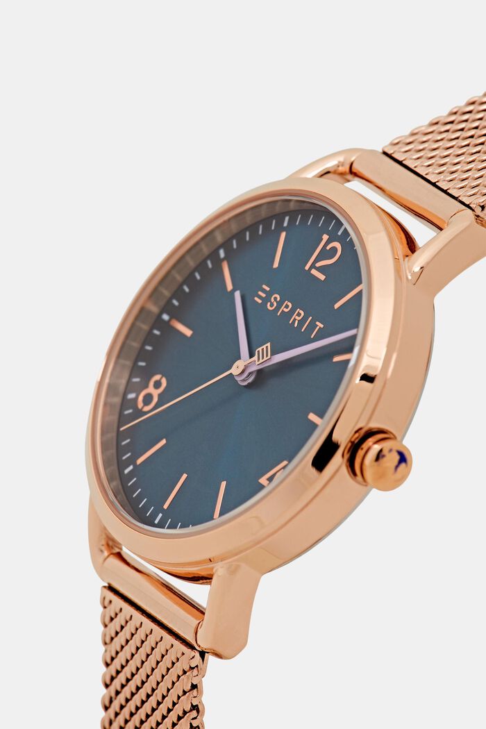 Edelstahl-Uhr mit Mesh-Armband, ROSEGOLD, detail image number 1