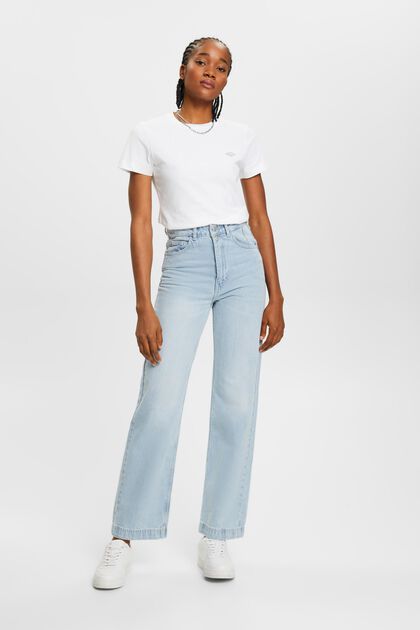Wide Leg Jeans, BLUE BLEACHED, overview