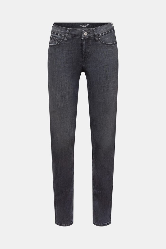 Jeans mit schmaler Passform und mittelhohem Bund, BLACK MEDIUM WASHED, detail image number 7