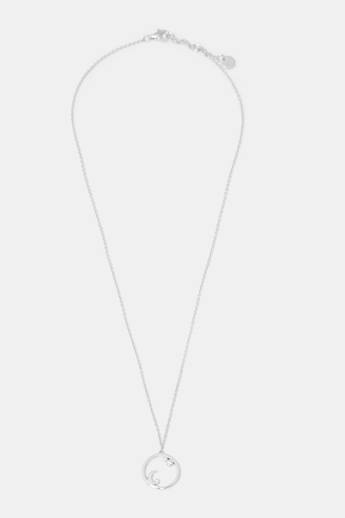 Halskette mit Strasssteinchen, Sterlingsilber, SILVER, detail image number 0