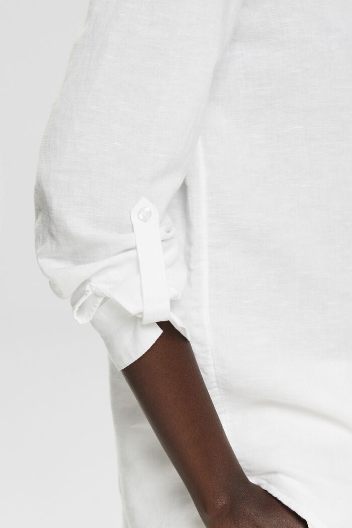 Oversize-Bluse aus Leinenmix, WHITE, detail image number 5