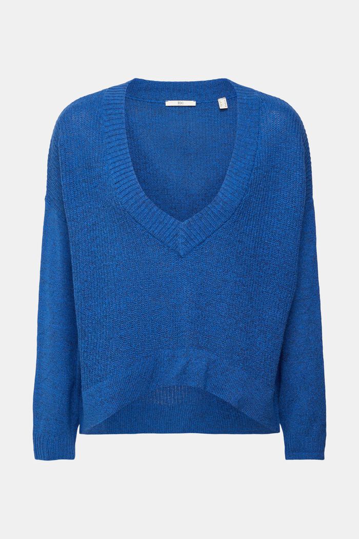 Wollmix: Pullover mit V-Neck, BLUE, overview