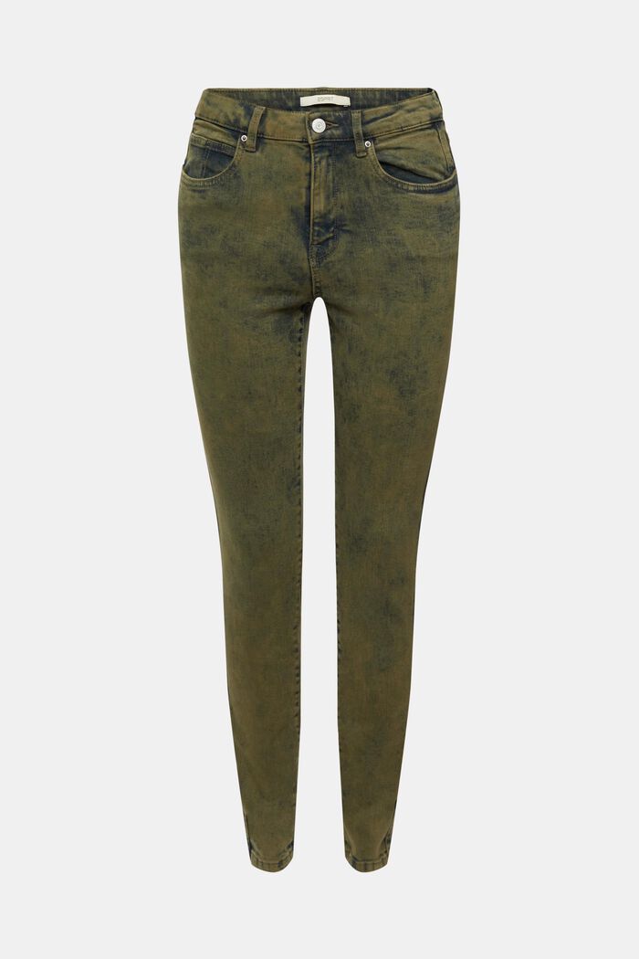 Stretch-Jeans mit Washed-out-Finish, DARK KHAKI, overview
