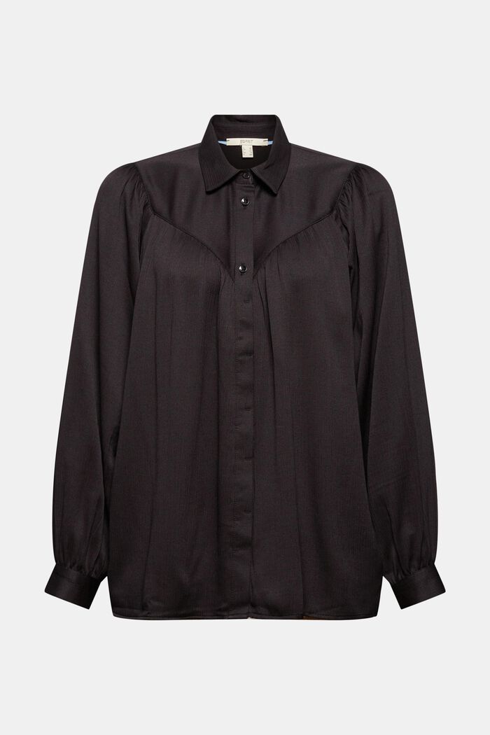 Strukturierte Bluse mit weiten Ärmeln, BLACK, overview