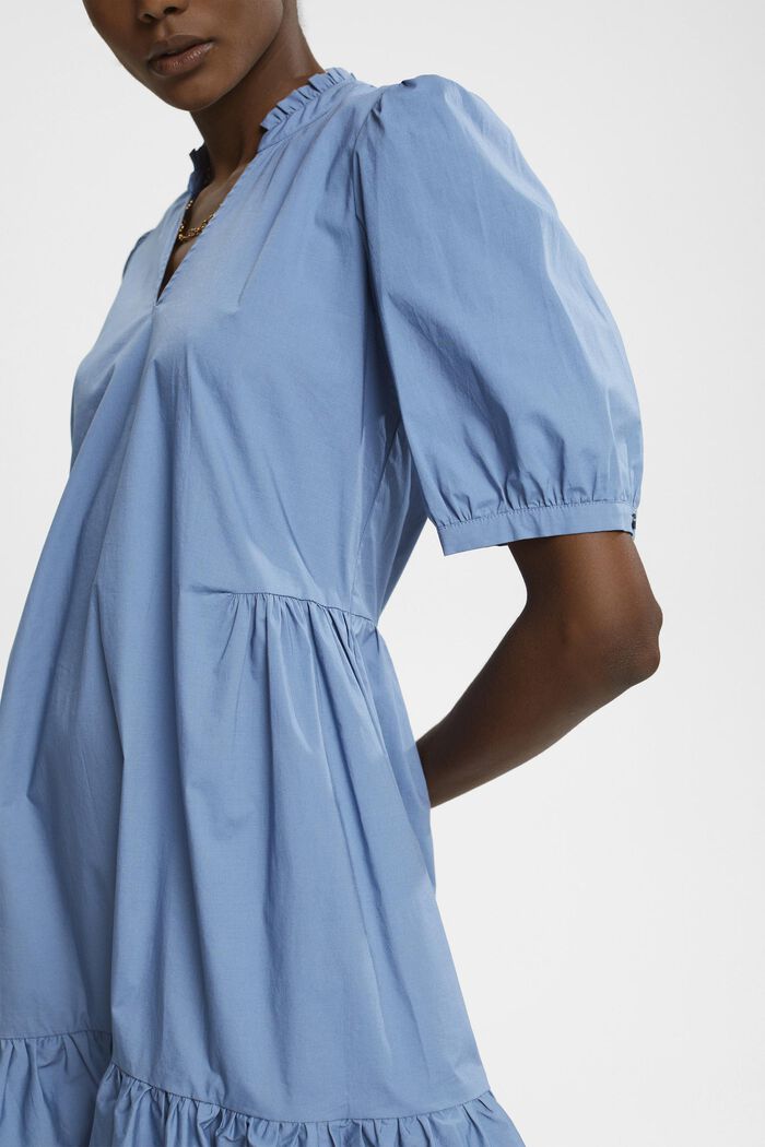 Volant-Kleid aus Baumwolle, GREY BLUE, detail image number 0