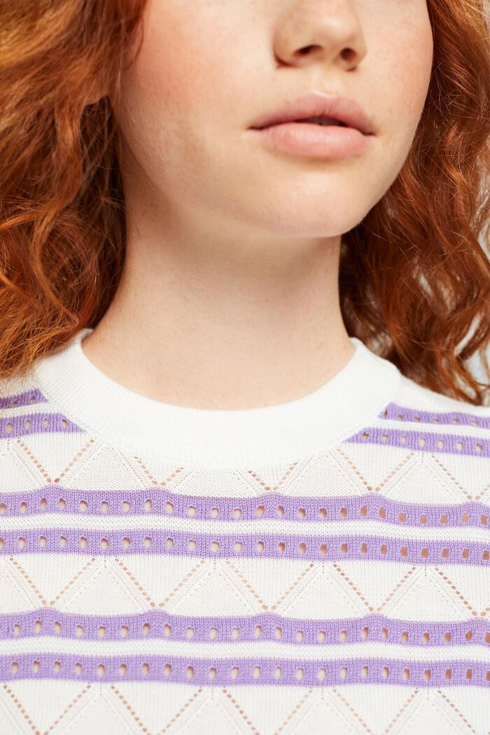 Pointelle-Pullover mit Streifen, NEW OFF WHITE, detail image number 4