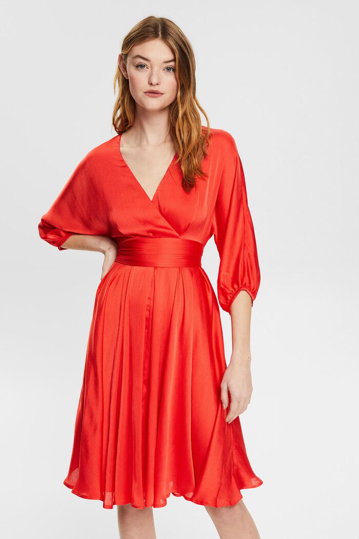 Kleid in Satinoptik, RED, detail image number 0