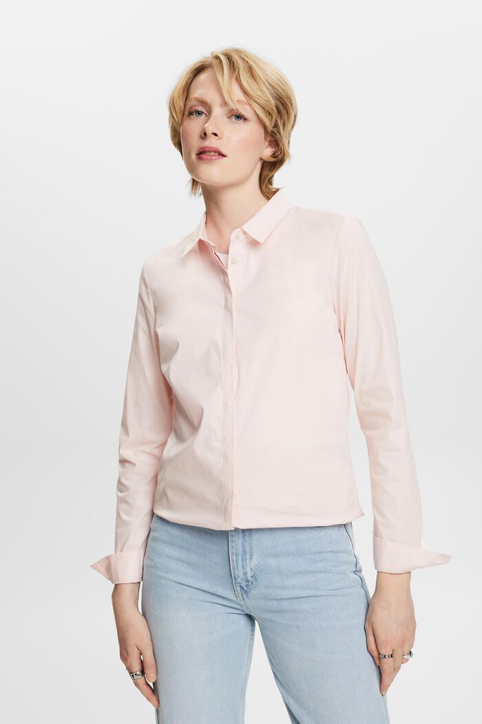 Langärmlige Popeline-Bluse, LIGHT PINK, detail image number 1