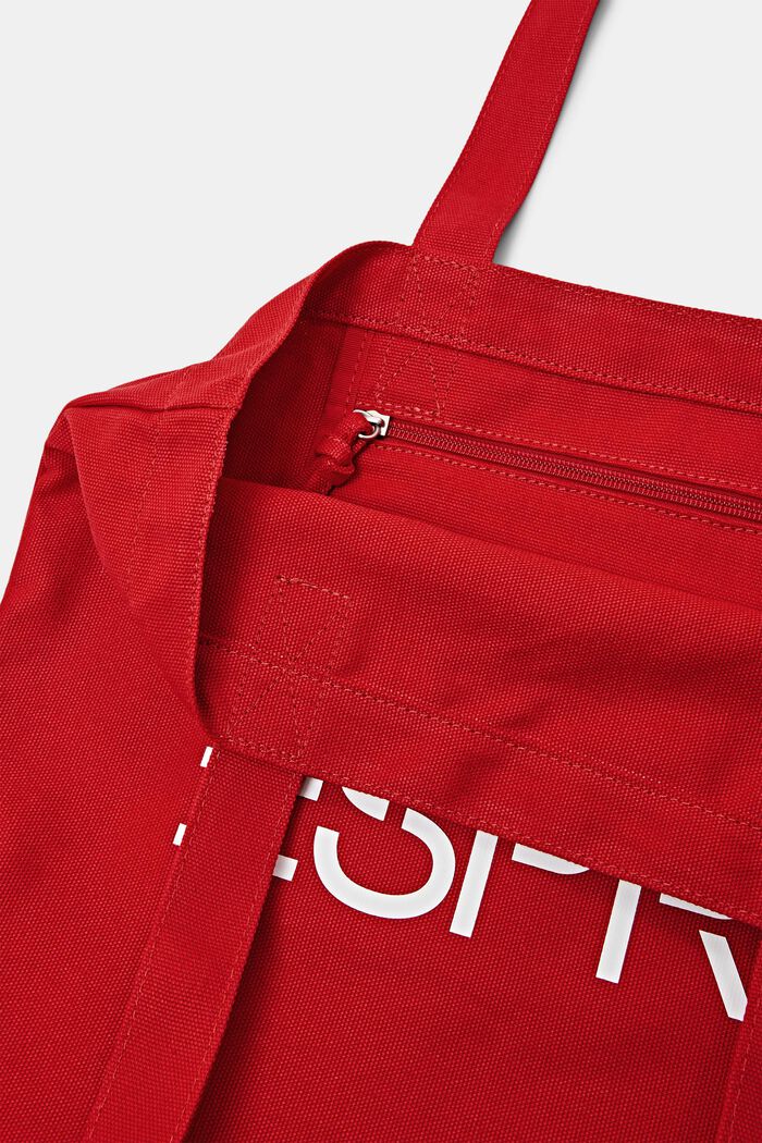 Tote Bag aus Baumwolle mit Logodesign, DARK RED, detail image number 1