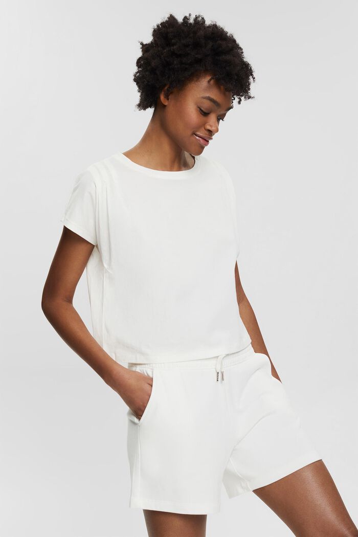 T-Shirt mit Raffungen, 100% Organic Cotton, OFF WHITE, detail image number 0