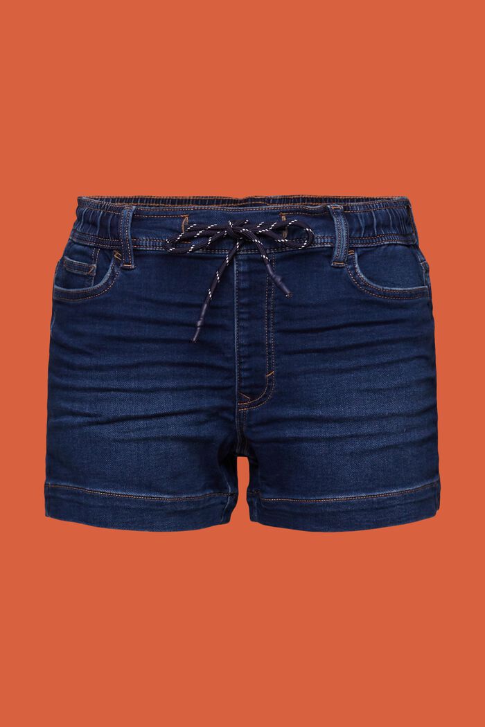 Jeans-Shorts im Jogger-Stil, BLUE DARK WASHED, detail image number 7