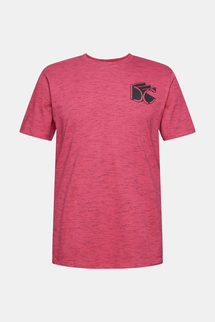 Meliertes Jersey-T-Shirt mit 3D Logo-Print, DARK PINK, detail image number 6