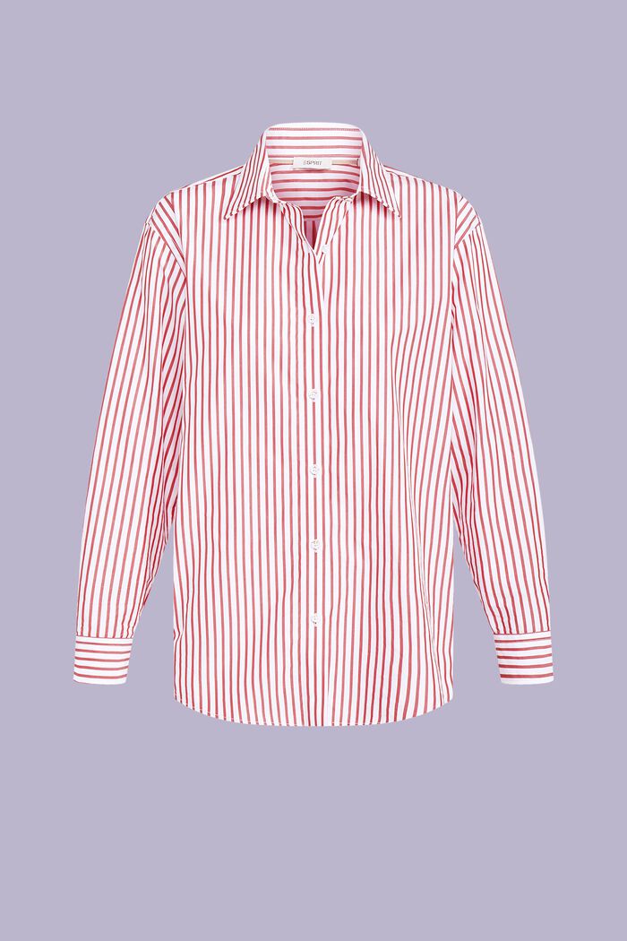 Gestreiftes Hemd aus Baumwoll-Popeline, DARK RED, detail image number 6
