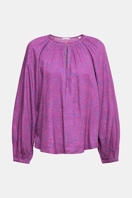 Bluse mit Print, LENZING™ ECOVERO™, PINK FUCHSIA, overview
