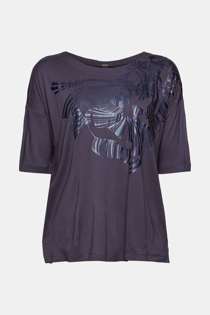 T-Shirt mit Metallic-Print, LENZING™ ECOVERO™, DARK BLUE, detail image number 7