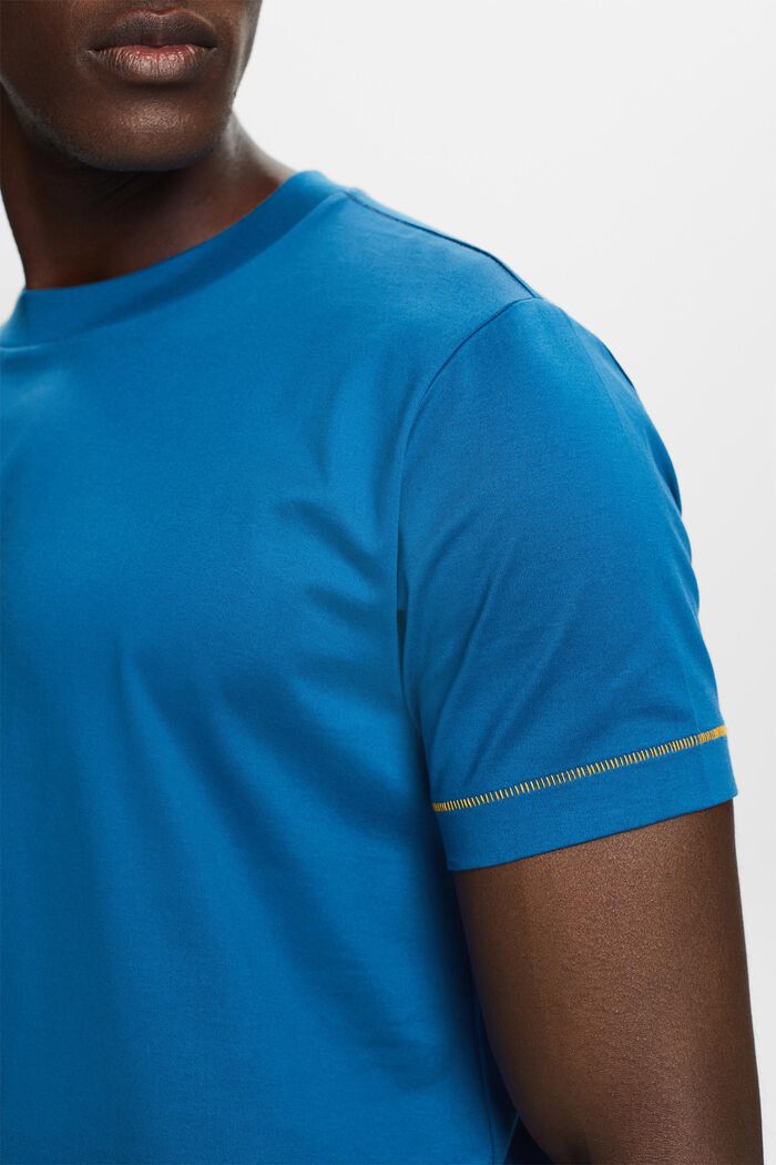 Rundhals-T-Shirt aus Jersey, 100 % Baumwolle, DARK BLUE, detail image number 2