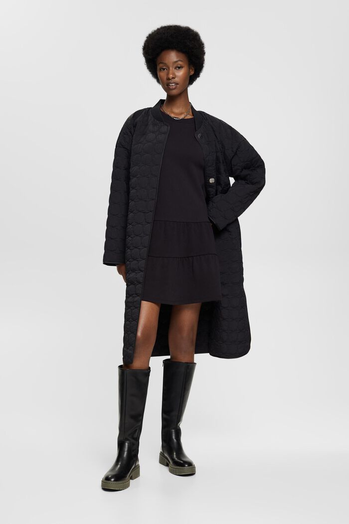 Mini-Sweatshirt-Kleid mit Rüschen, BLACK, detail image number 1