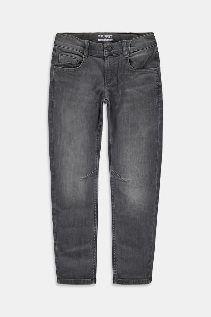 Stretch-Jeans mit weitenverstellbarem Bund, GREY MEDIUM WASHED, detail image number 0