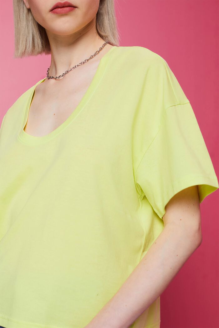 Oversize Cropped-T-Shirt, 100 % Baumwolle, LIME YELLOW, detail image number 2
