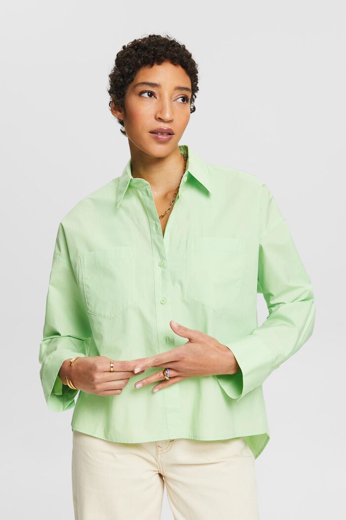Hemd aus Baumwollpopeline, LIGHT GREEN, detail image number 0