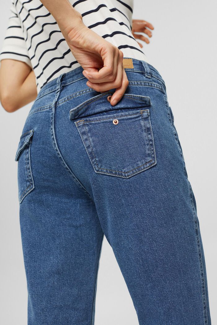 Bootcut-Jeans mit aufgesetzten Taschen, BLUE MEDIUM WASHED, detail image number 6