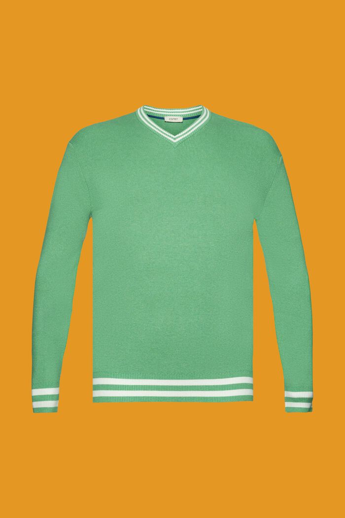 Pullover mit V-Ausschnitt, nachhaltige Baumwolle, GREEN, detail image number 5