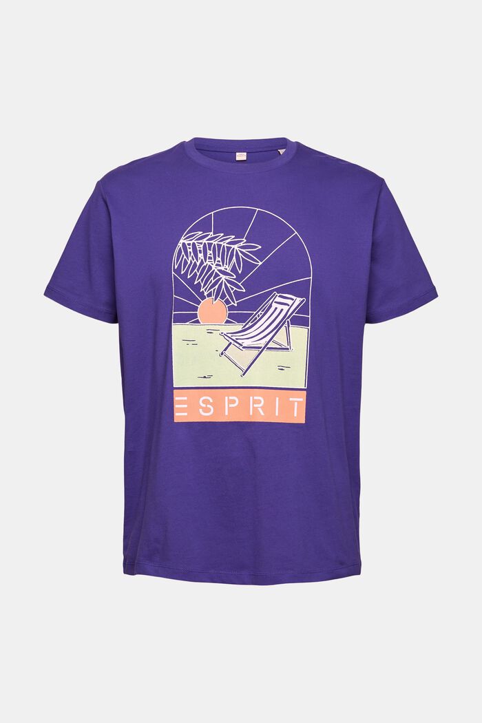 Jersey-T-Shirt mit Print, DARK PURPLE, overview
