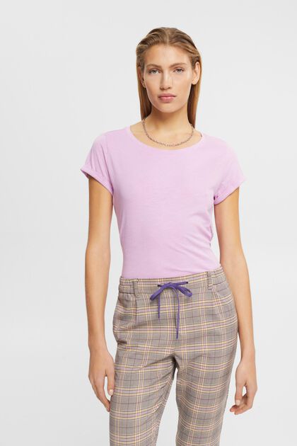 Unifarbenes T-Shirt, LILAC, overview