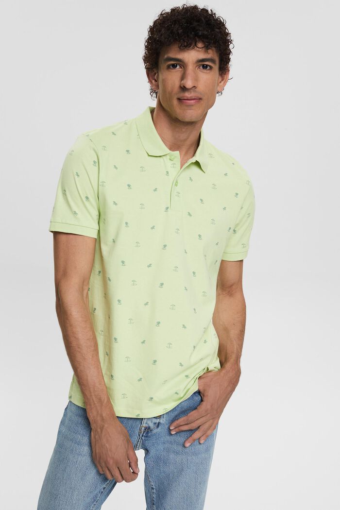 Jersey-Poloshirt mit Print, LIGHT GREEN, detail image number 1
