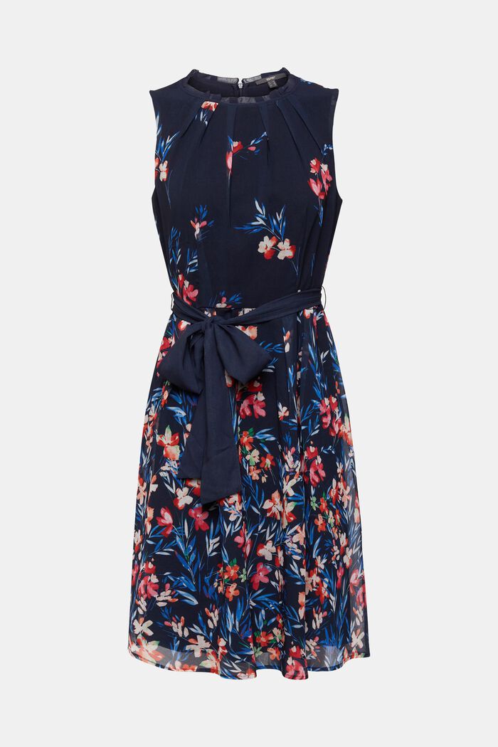 Chiffon-Kleid mit Blumen-Print, NAVY, detail image number 6