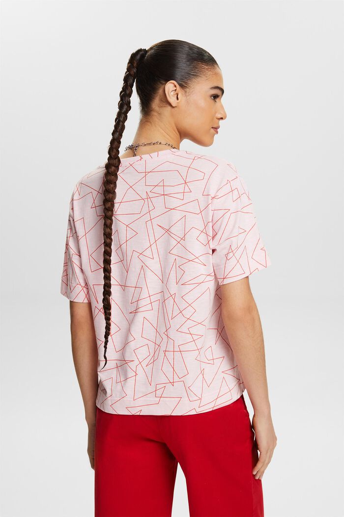 Baumwoll-T-Shirt mit V-Ausschnitt und Print, LIGHT PINK, detail image number 2