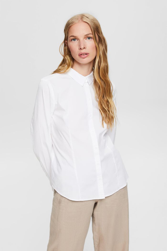 Taillierte Hemdbluse, WHITE, detail image number 0