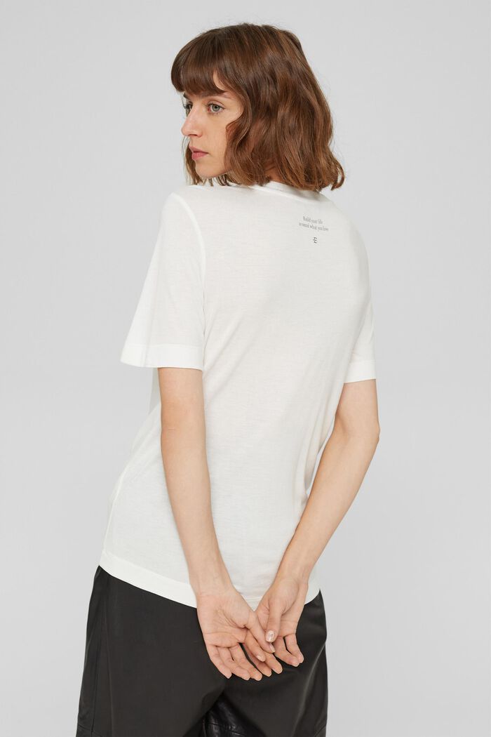 T-Shirt mit Schriftzug, LENZING™ ECOVERO™, OFF WHITE, detail image number 3