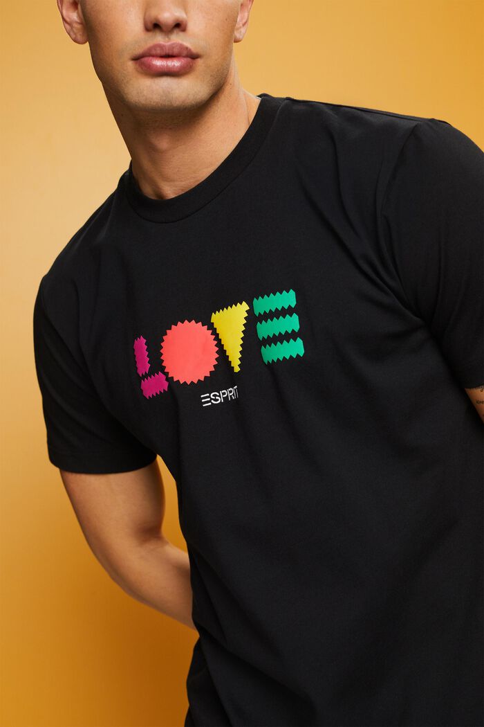 T-Shirt aus Bio-Baumwolle mit geometrischem Print, BLACK, detail image number 2