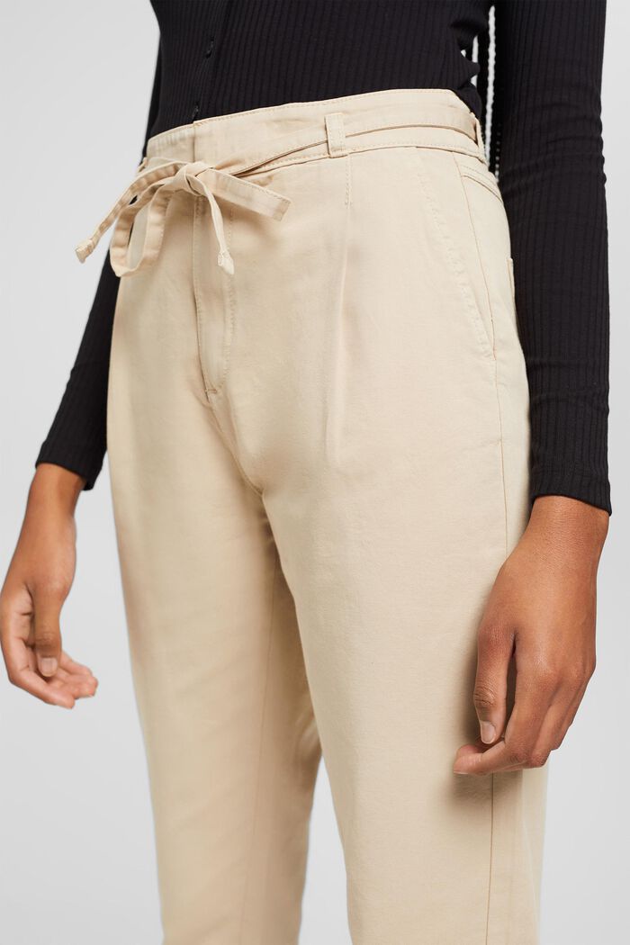 ESPRIT - Bundfaltenhose mit Gürtel, Pima-Baumwolle in unserem Online Shop