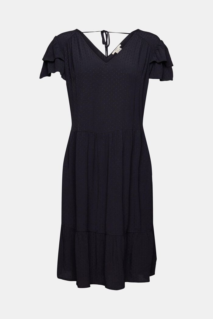 Gepunktetes Kleid mit Volants, BLACK, detail image number 6