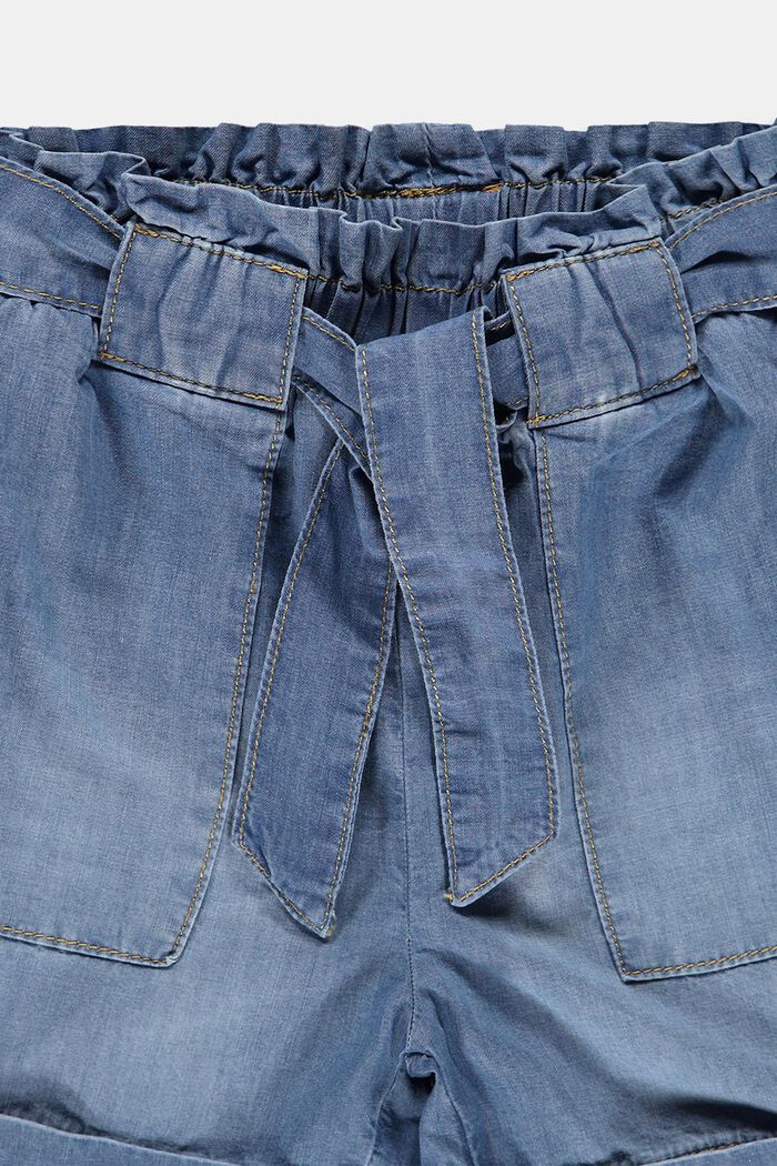 Schlupfshorts mit Gürtel im Jeanslook, BLUE LIGHT WASHED, detail image number 2
