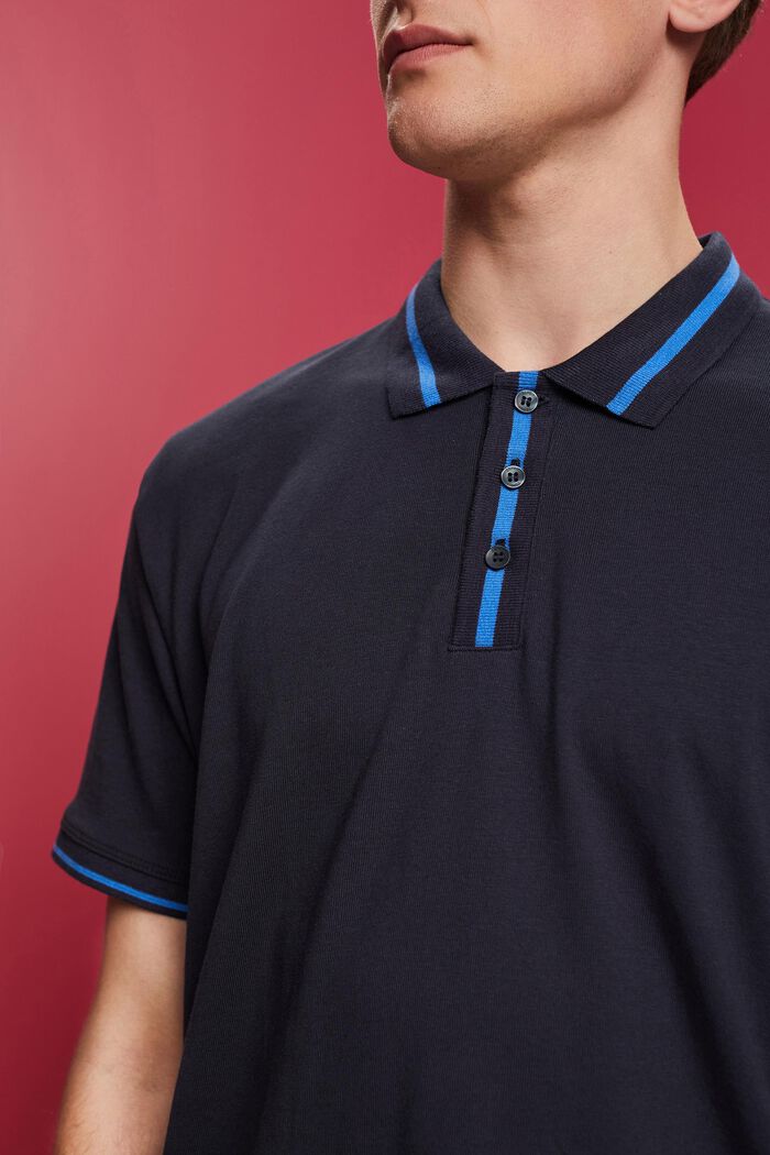 Polo-Shirt aus Jersey, Baumwollmix, NAVY, detail image number 2