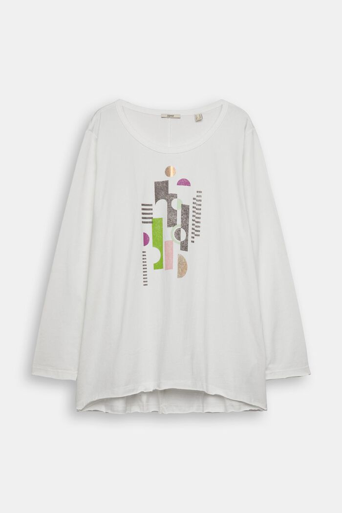 CURVY Longsleeve mit Print, 100 % Baumwolle, OFF WHITE, overview