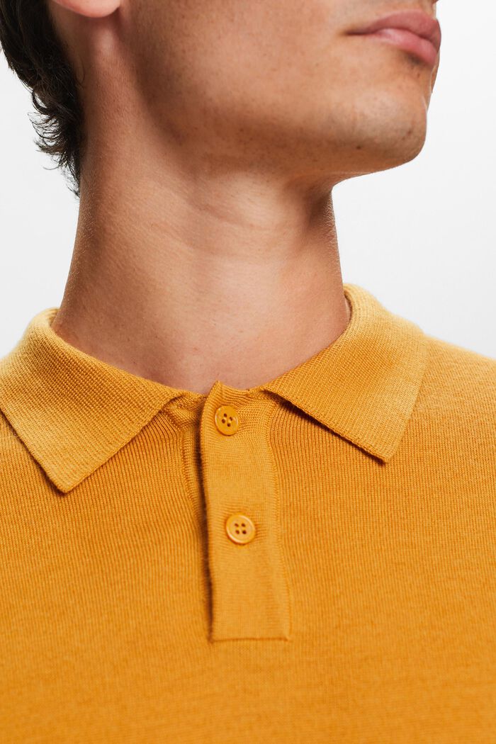 Wollpullover im Polo-Stil, HONEY YELLOW, detail image number 1