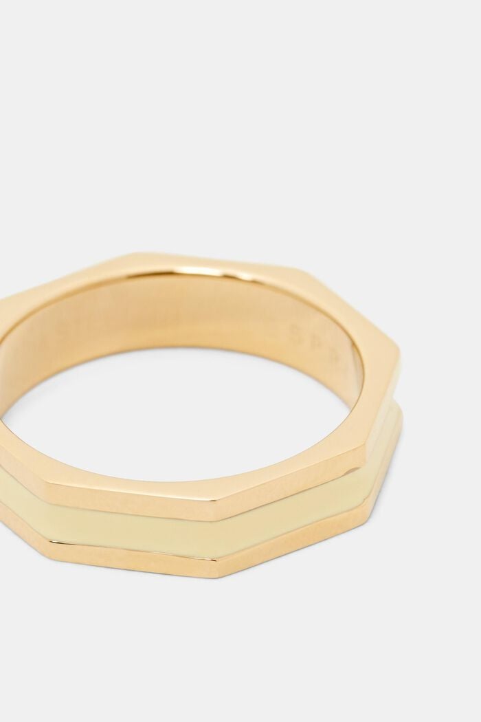 Eckiger Ring im farbigen Design, Edelstahl, GOLD, detail image number 1