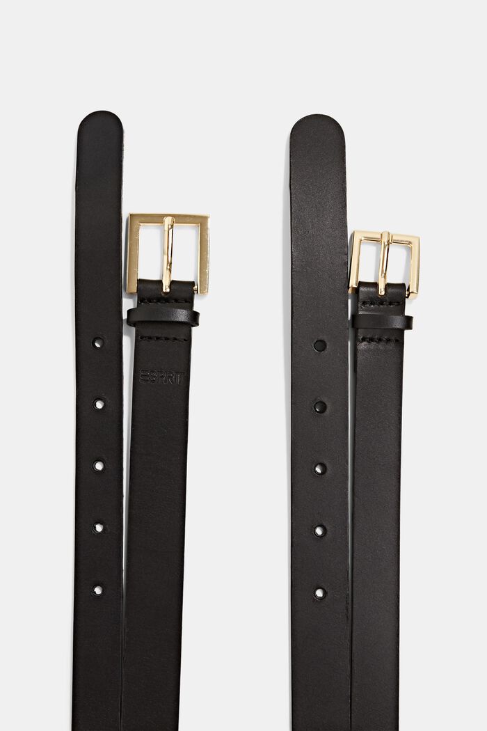 Belts leather, BLACK, detail image number 1